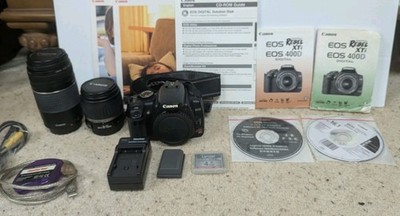 Canon EOS Digital Rebel XTi DSLR Camera Kit + 2 Lenses And Case