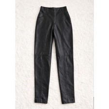 Vintage 90s Michael Hoban North Beach Leather Pants Black Back Zip Size 3/4