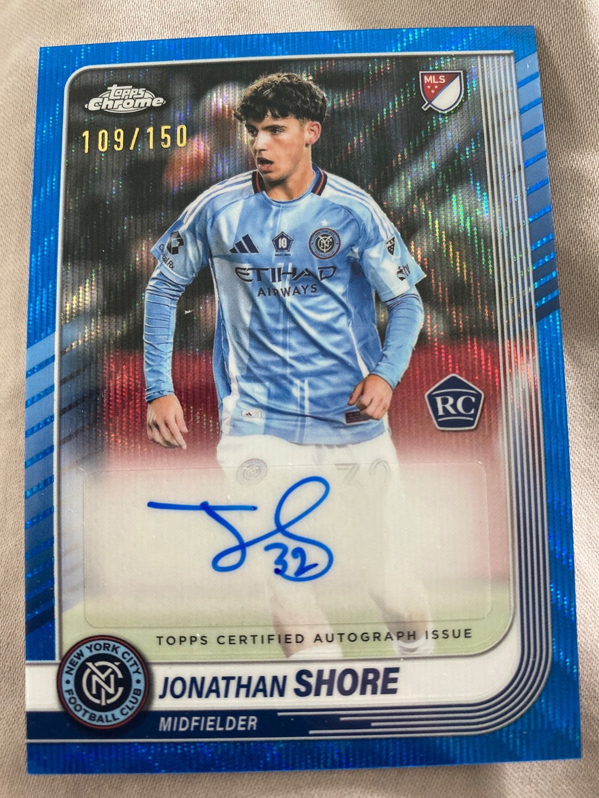 2025 Topps Chrome MLS Jonathan Shore Auto RC Blue Refractor #/150 New York City