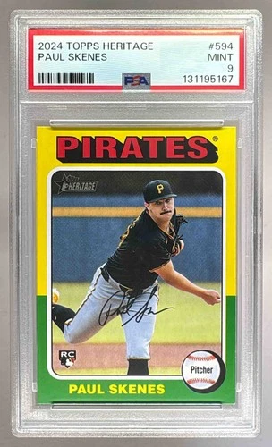 131195167 Paul Skenes 2024 Topps Heritage High Number #594 RC PSA 9