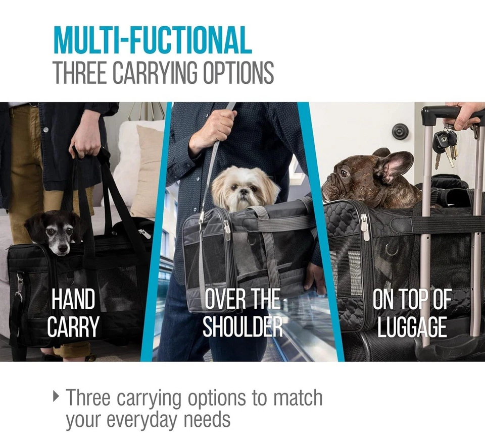 Sherpa Original Travel Pet Carrier Airline Approved Medium BLACK - Image 3 of 4