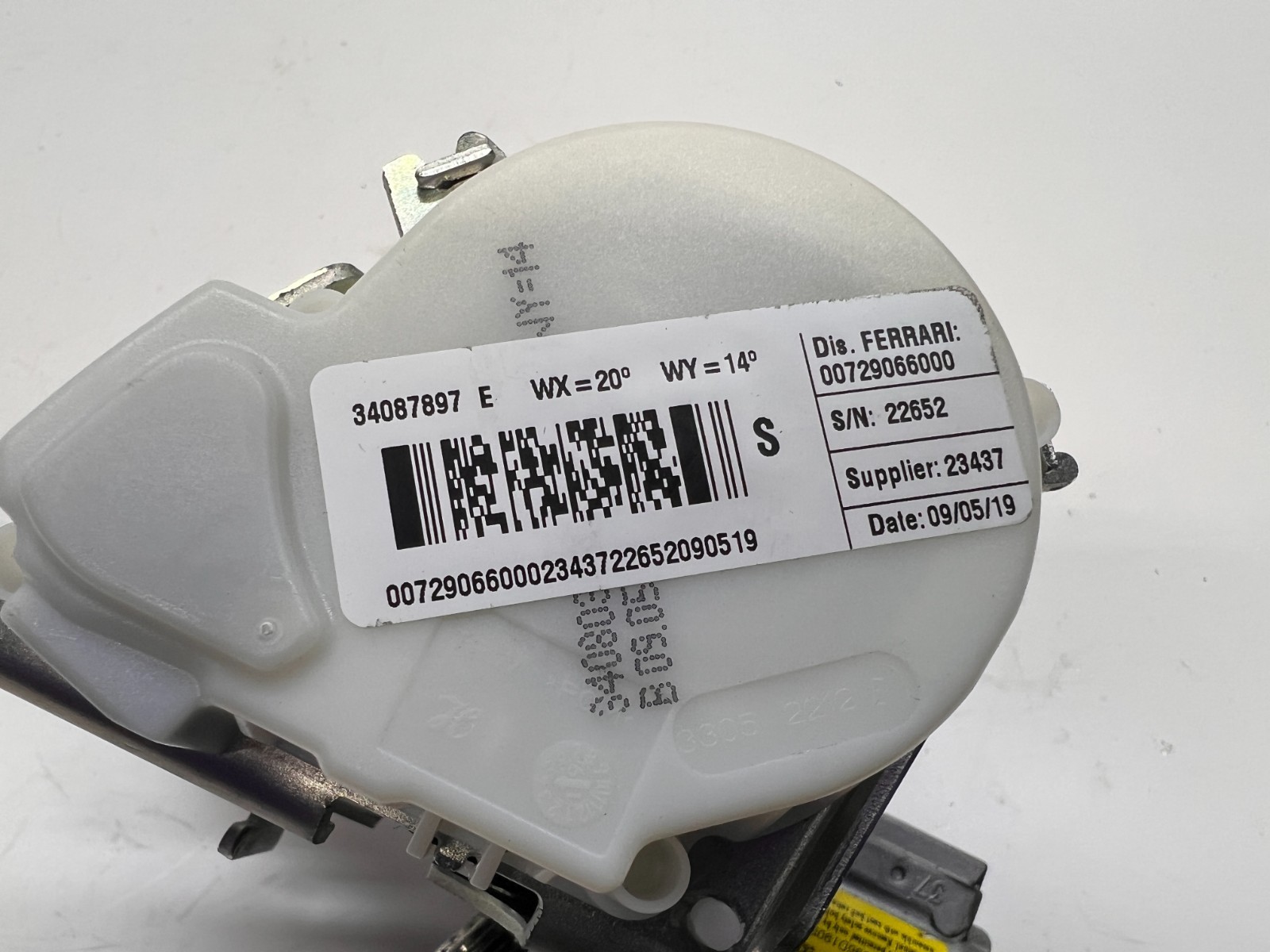 FERRARI 488 GTB DRIVER LEFT LH THREE POINT SAFETY SEAT BELT OEM 72906600