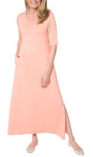 Belle by Kim Gravel Women's Spandex Elbow Sleeve Maxi Dress Creamsicle