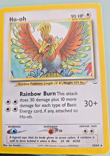 Pokemon Ho-Oh 18/64 Neo Revelation Rare WOTC 2001 Vintage Pokemon Card LP