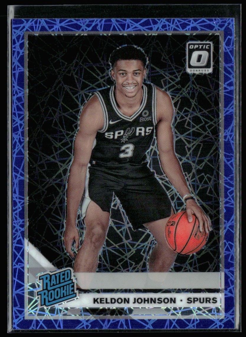 Keldon Johnson 2019-20 Donruss Optic Blue Velocity Prizm RC #186 San Antonio