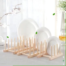 Wooden Dish Plate Cup Stand Cupboard Rack Holder Kitchen Storage Drying