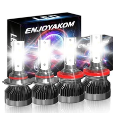 H11 9005 LED Headlight KIT Combo Bulbs 10000K High&Low Beam Super Bright White