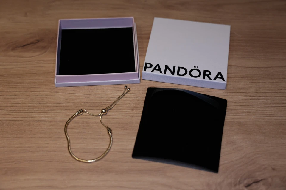 Original PANDORA Schlangenglieder Armband 14 K vergolde längenverstellb. NEU+OVP - Bild 4 von 4