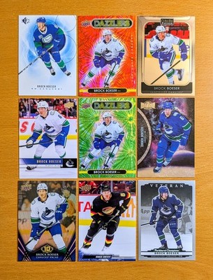 Brock Boeser 9 Card lot - Dazzlers, SP Blue, UD Tribute, Tim Hortons, Parkhurst