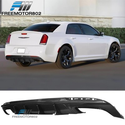 Fit 15-23 Chrysler 300 Carbon Fiber Print IKON V2 Style Rear Diffuser Shark Fin