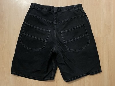 Lee Pipes 32 Black Wash Denim Jean Shorts Jorts Baggy Deep Pocket