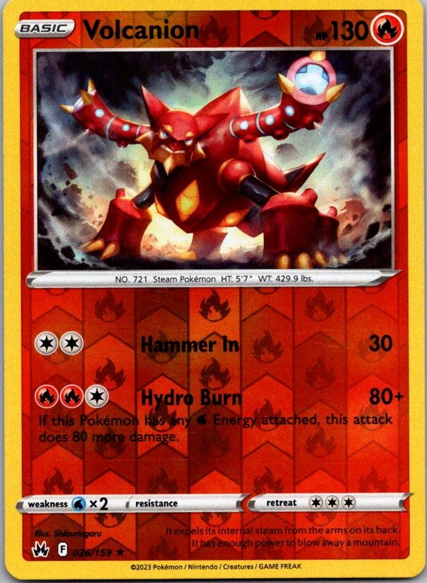 VOLCANION 026/159 CROWN ZENITH REVERSE HOLO POKEMON