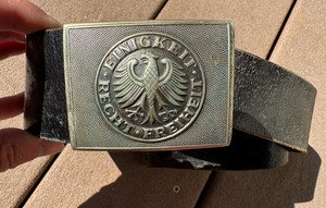 Cold War West German Army Black Leather Belt Bundeswehr