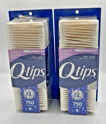 Lot of 2 Q-tips Cotton Swabs Hygiene & Beauty Care 100% Cotton 750 Ct