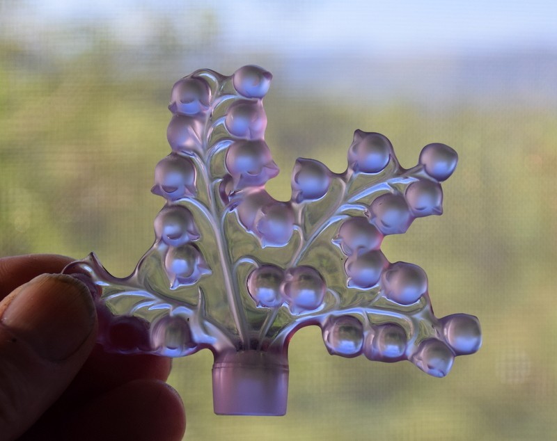Lalique Crystal Purple Clairefontaine Lily of Valley Perfume Bottle
