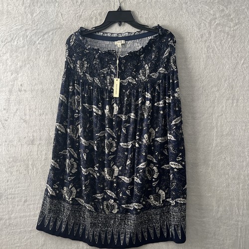Max Studio Womans Tube Top Dress Blue Large Floral Sleeveless Pullover