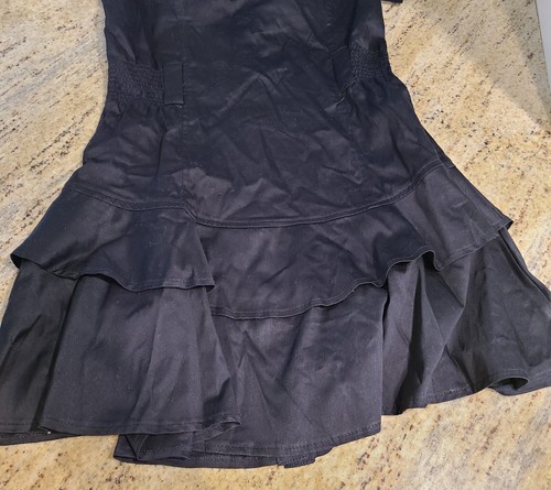 Vintage? Y2k Coogi Womens Size M Black Button down Goth Dress Ruffle Gold Button - Picture 14 of 17