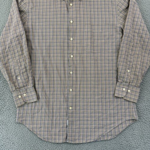 Peter Millar Shirt Mens Medium Beige Check Long Sleeve Button Down Career Preppy - Picture 2 of 11