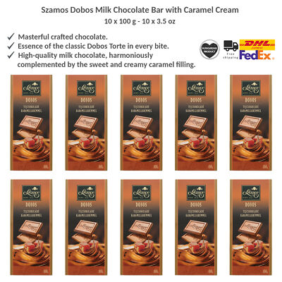 Szamos Dobos Milk Chocolate Bar with Caramel Cream High Cocoa Content - 100gx10