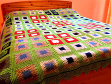 Plaid Coperta Matrimoniale in Lana Uncinetto Fatta a mano 170 x 220 cm handmade