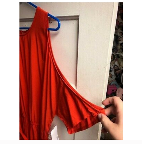 Orange cold shoulder long dress; size 2X - Picture 4 of 4