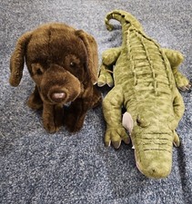 FAO Schwarz Plush Lot Of 2 Alligator And Chocolate Lab Dog