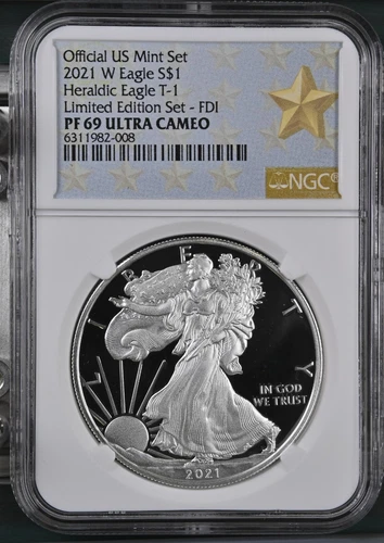 2021 W Silver American Eagle S$1 Heraldic T-1 Limited Edition NGC PF69 FDI UC