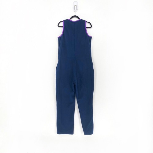 Adidas Women L COLLEGIATE Jumpsuit Jumper Body Suit Navy Blue Fleece FU3799 NEW - Picture 6 of 6