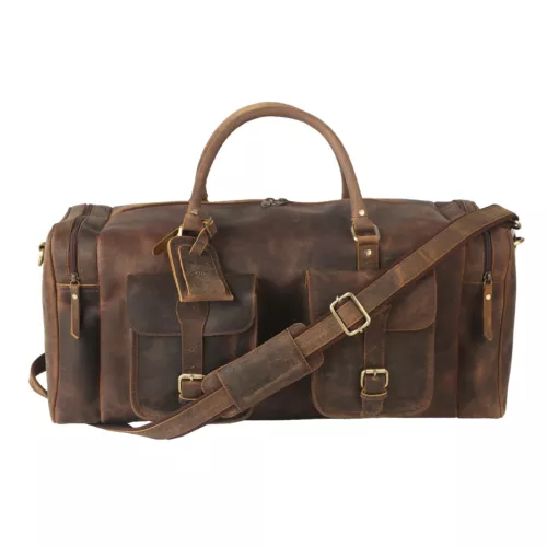 Handmade Leather Duffel Bag For Men Weekender For Travel Overnight