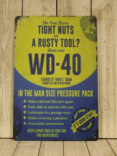 Tin Sign 8x12 Tight Nuts Rusty Tool Rustic Vintage Style Funny Garage Mechanic