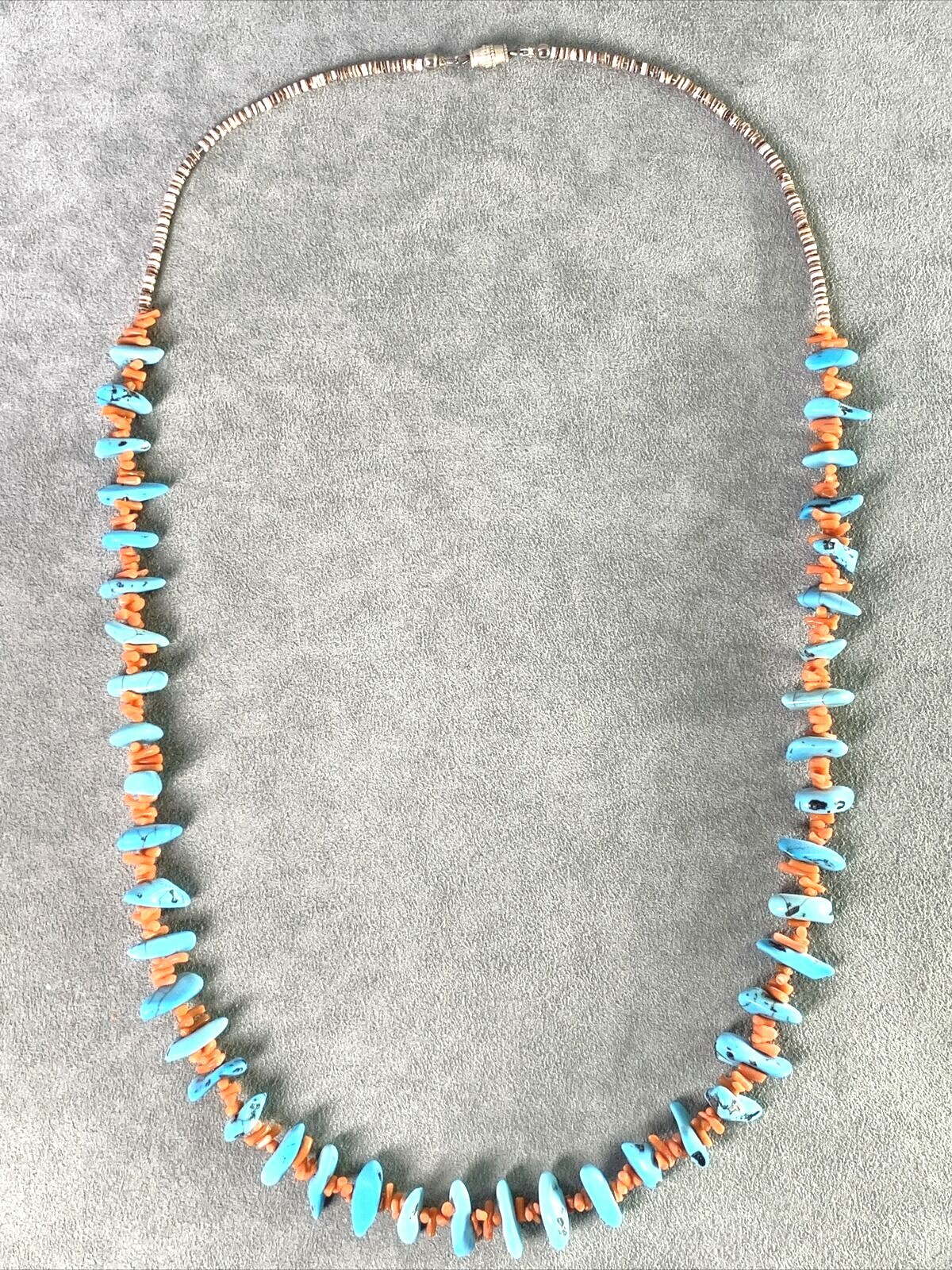 Necklace 30" Branch Coral & Turquoise Nugget & Vo… - image 1