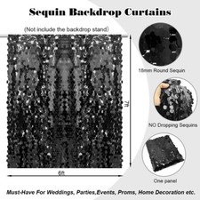 Black 6x7ft Sequin Backdrop Premium Quality Shimmer Wall Curtain for Photography