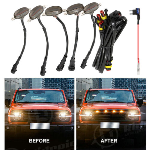 5X Amber LED Front Grille Running Lights For Chevy Silverado 1500 Raptor Style - Bild 17 von 22