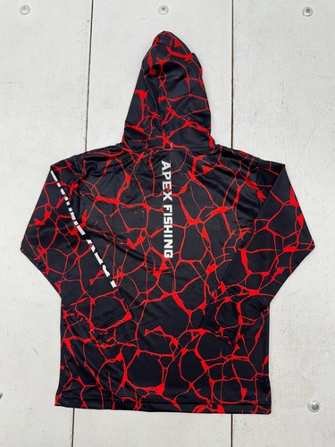 Apex Fishing Black Red Long Sleeve Hooded UPF Shirt Boys Size 6T - Picture 2 of 5