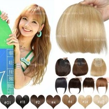 US Thick Neat Fringe Bangs Hairpiece Clips in 100 Real Human Hair Extensions R3