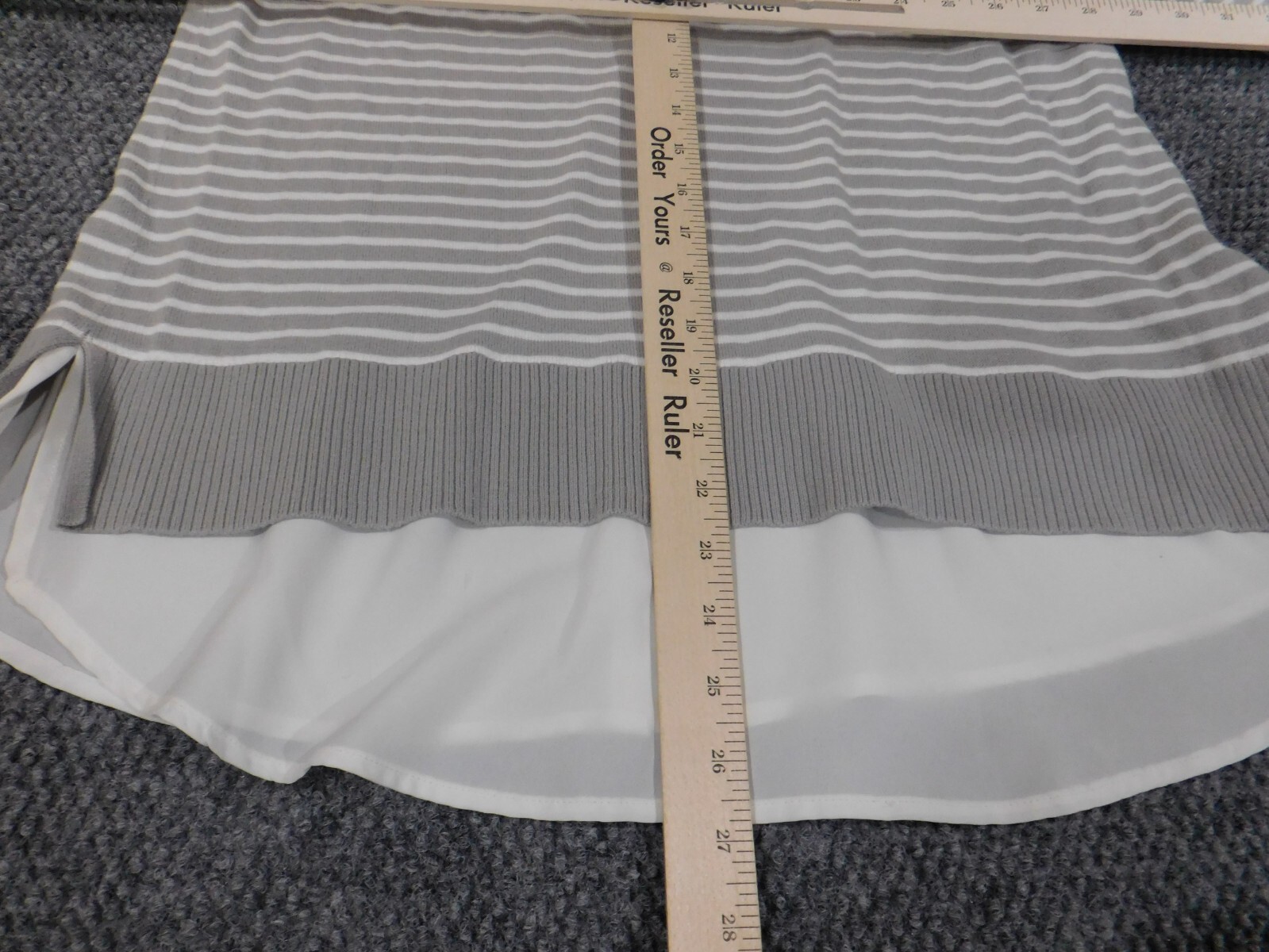 Loft Sweater Large gray pullover striped cotton w… - image 11