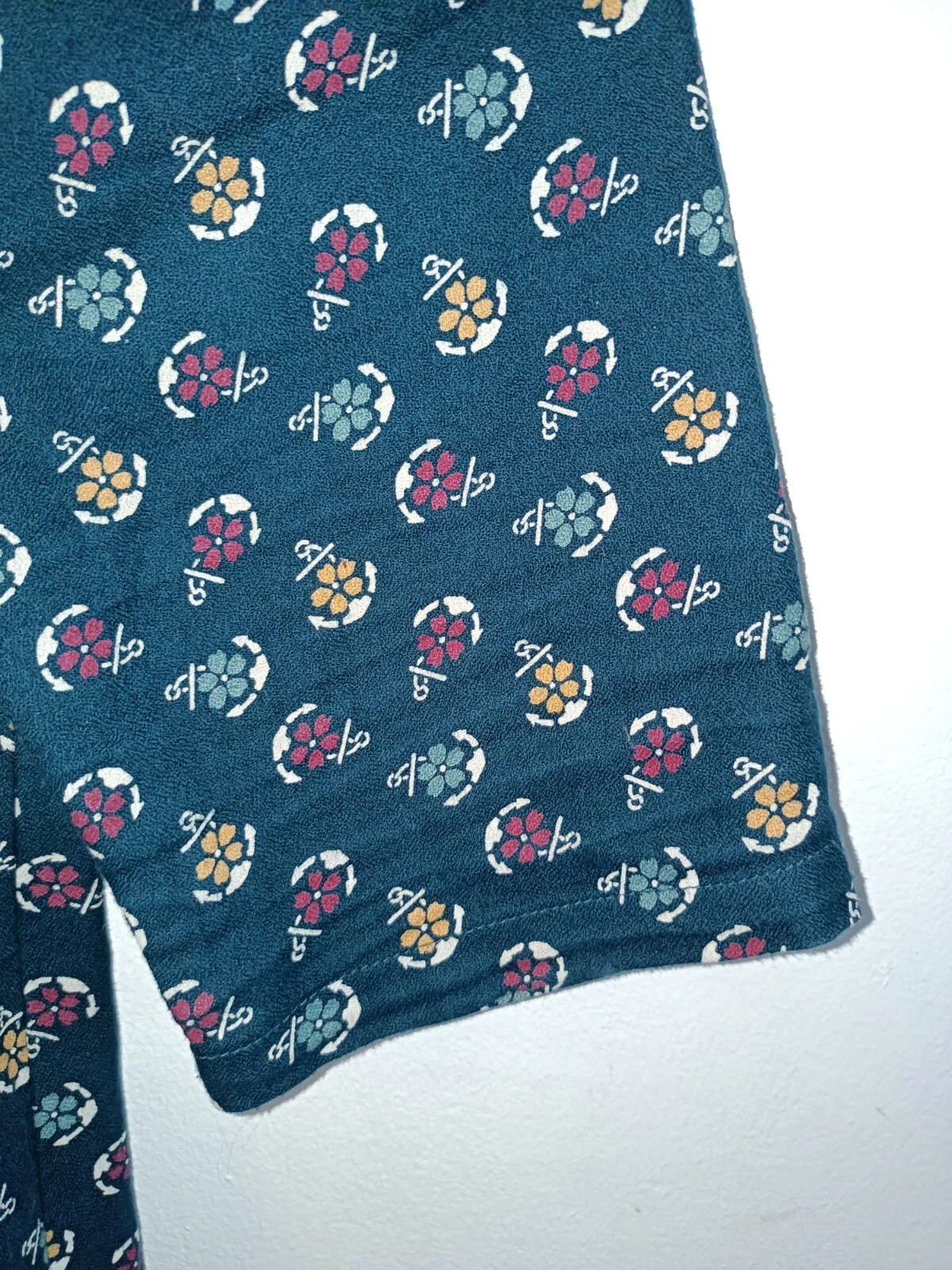 Abito tunica San Valentino cotone fantasia fiori e ancore verde acqua mare 12