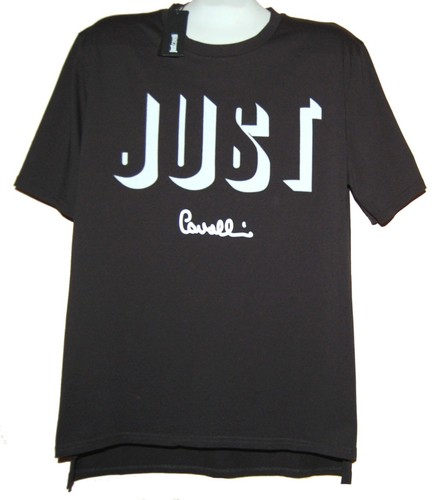 Just Cavalli Black White Logo Design Men's Cotton Shirt T-Shirt Size 2XL