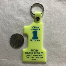 Gaidish Construction Co Oak Creek Wisconsin #1 Yellow Keychain Key Ring #36094