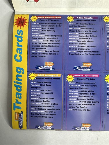 1999 Nickelodeon Magazine Kid's Choice Awards W Uncut Trading Cards MJ RARE - Picture 9 of 10