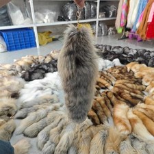 Wholesale 10pcs/50pcs 16"-18" Real Fox Fur Tail Keychain Pendant Cosplay Toys