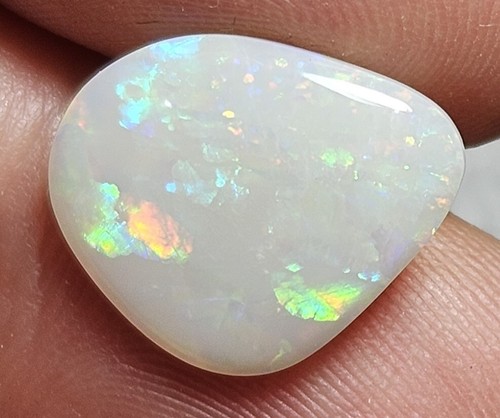 Coober Pedy Ópalo Blanco Pulido 2.7 Ct Lapidario Multicolor Flash Australiano - Imagen 3 de 20