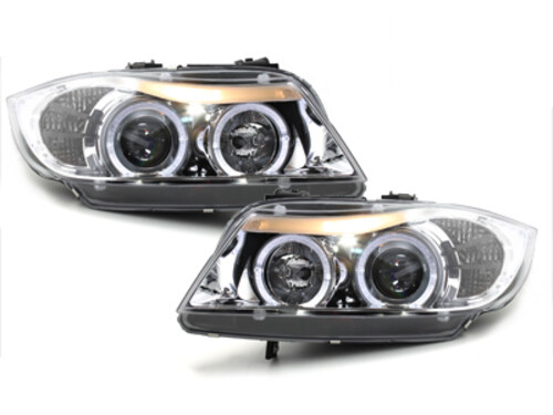 Angel Eyes Headlights per BMW Serie 3 E90 E91 03.2005-08.2008 Cromati - Foto 1 di 5