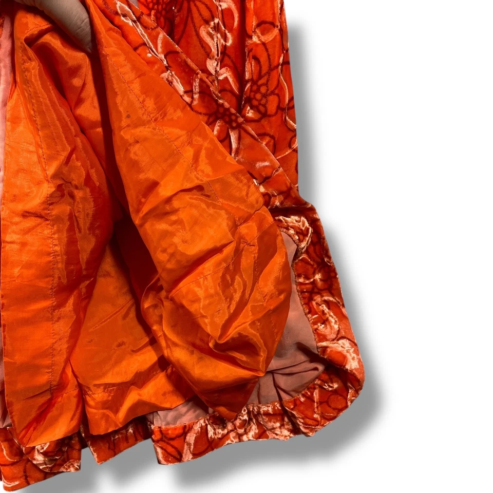 Vintage 70s Maxi Dress Floral Velvet Long Sleeve V Neck Retro Hippie Womens S - Image 3 of 4