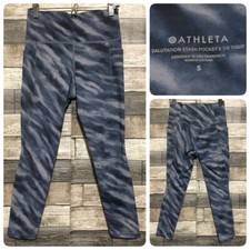 Athleta Salutation Stash Pocket II 7/8 Tight Women  s S Blue Gray Inseam 24 