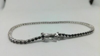 ARMBAND SILBER TENNIS SCHWARZE ZIRKONIA MM 2 UNISEX 4 Krallen 16 cm 18 20 EXPLOIT
