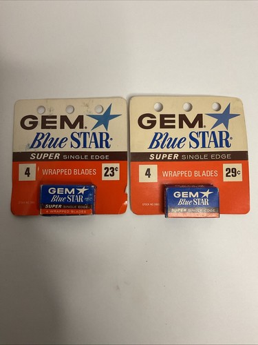 Vintage GEM Blue STAR einschneidige Klingen Neu im Karton