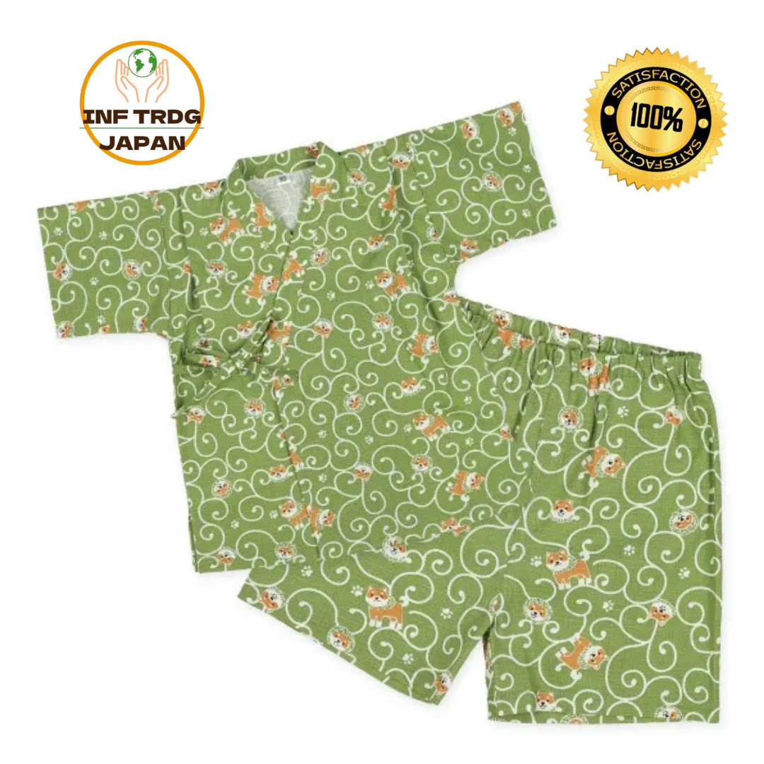 Ropa tradicional japonesa Jinbei Kids Setup Shiba Inu 100% algodón nuevo Japón
