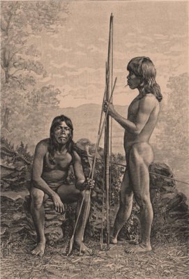 Caraya Indianer. Brasilien. Goiás 1885 altes antikes Vintage Druckbild