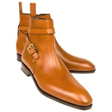 Handmade Tan color Jodhpurs boots, Men leather ankle boots, Men high ankle boots
